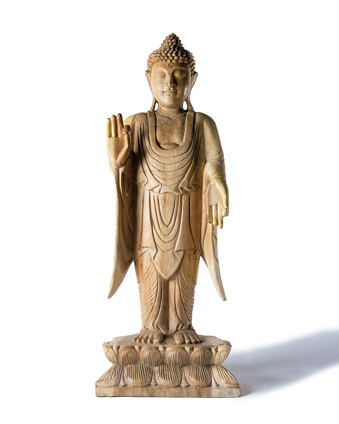 Estatua de madera natural de samán Buda 40 cm decorativa, tallada a mano por artesanos en una sola pieza, diferentes mudras, Fabricada en Indonesia