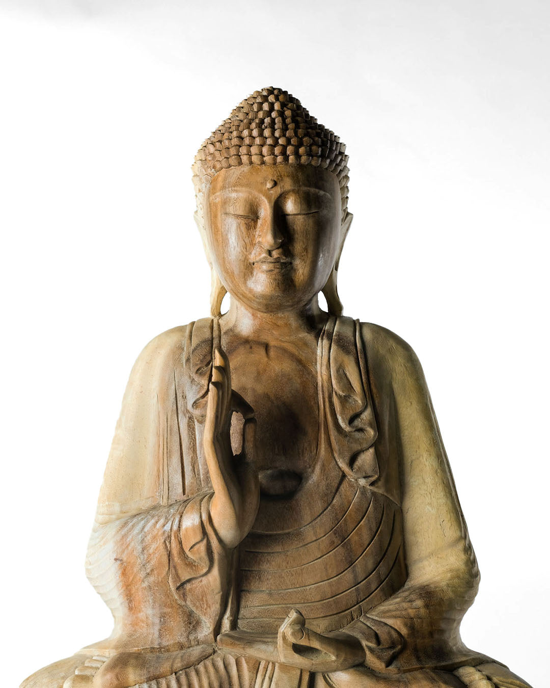 Estatua de madera natural de samán Buda 40 cm