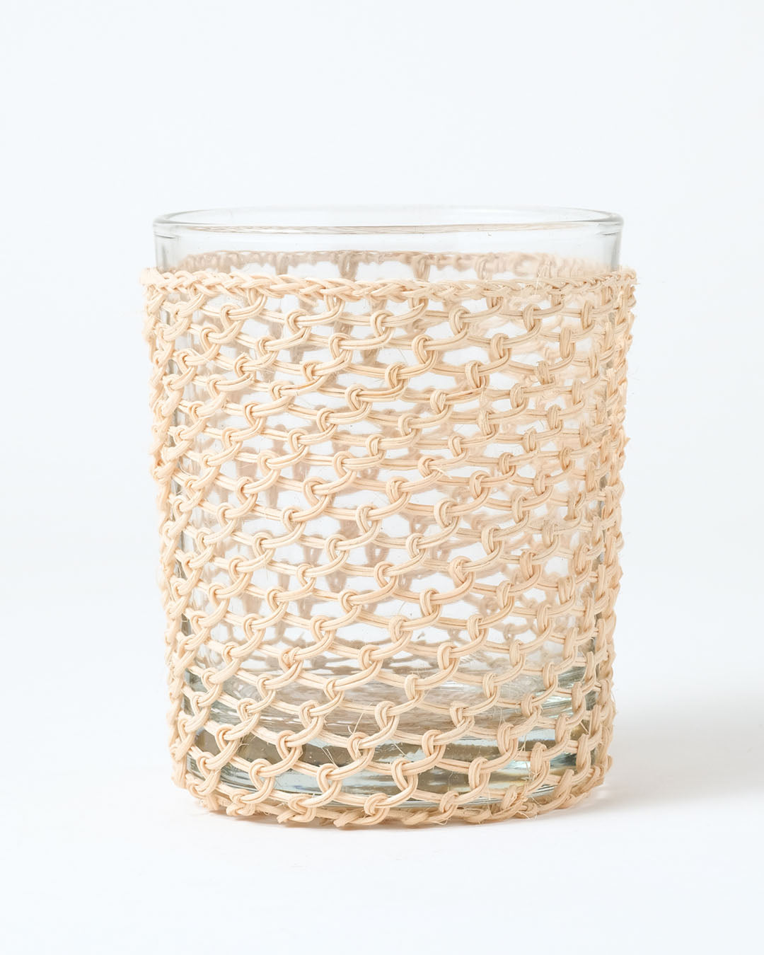 Porta vela o vaso de ratán natural decorativo, altura 9,5 cm Ø 8 cm.