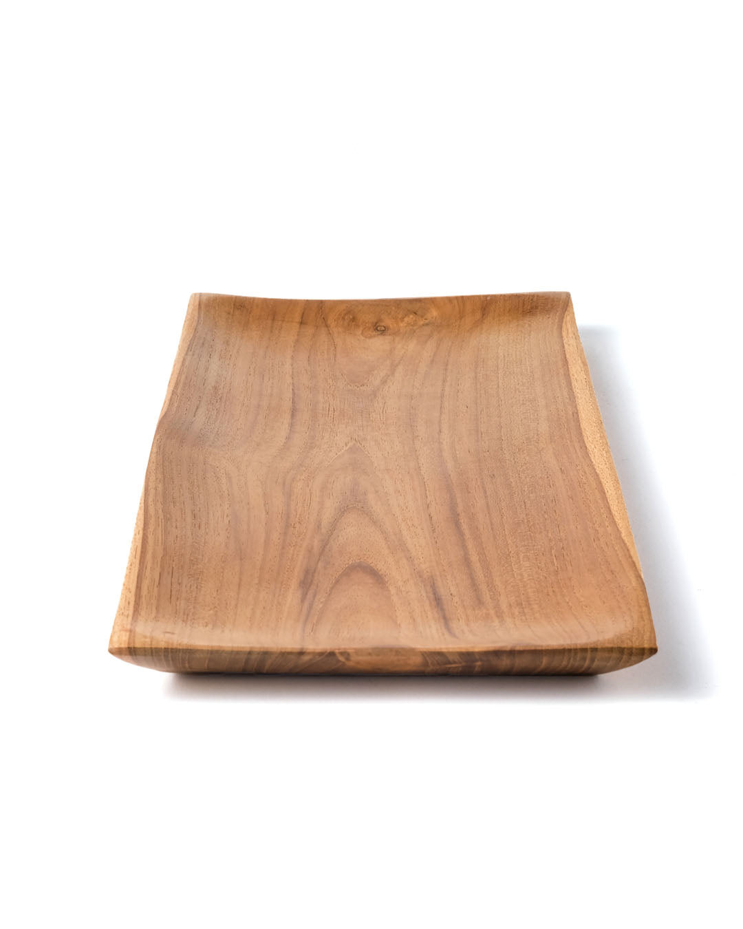 Plato de madera de teca Depok R, hecho en Indonesia por artesano, altura 2 cm largo 35 cm profundidad 17 cm