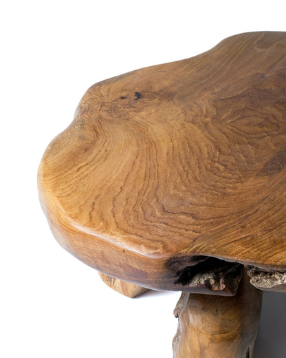 Mesa baja Auxiliar de madera natural de teca Kei Islands, hecha a mano con acabado natural, largo 55 cm ancho 40 cm alto 22 cm, origen Indonesia