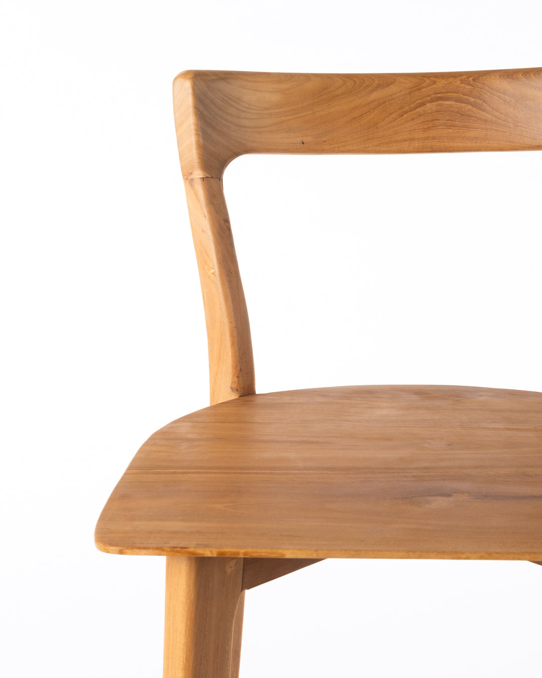 Taburete de madera macizo de teca Borneo, hecho a mano con respaldo, 103 cm de alto x 43 cm de profundidad, origen Indonesia