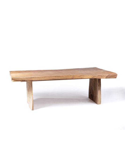 Mesa de comedor de madera natural maciza de samán Bitung rectangular, hecha a mano de una sola pieza  con acabado natural, consultar las medidas disponibles en stock, origen Indonesia
