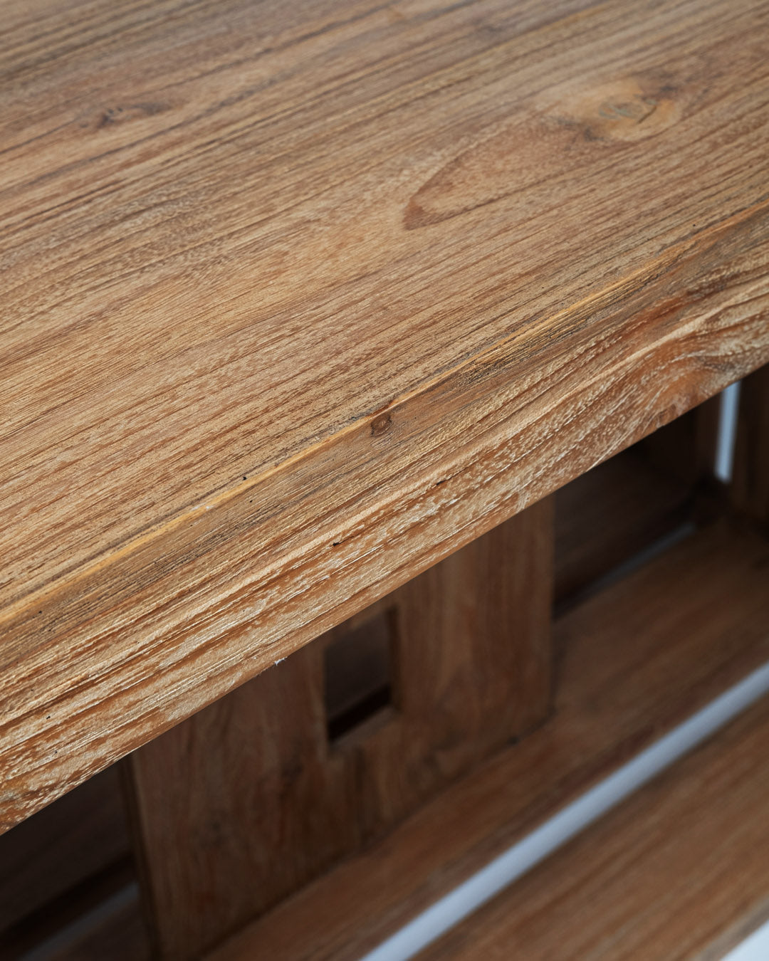 Mesa de comedor de madera maciza natural de teca Labua rectangular, hecha a mano con acabado natural, 80 cm Alto 150 cm Largo 79 cm Profundidad, origen Indonesia
