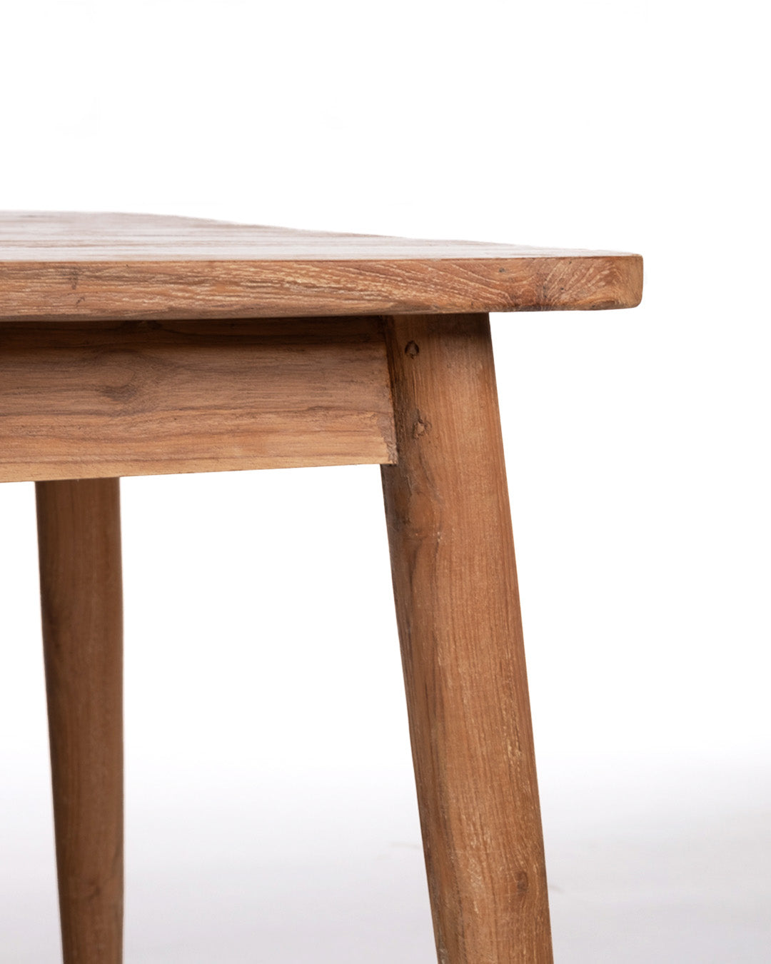 Mesa de comedor de madera maciza natural de teca Bulu rectangular, hecha a mano con acabado natural, 79 cm Alto 130 cm Largo 79,5 cm Profundidad, origen Indonesia