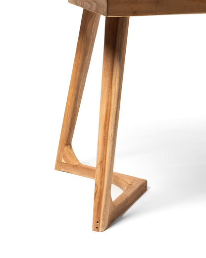 Mesa de comedor rectangular de madera natural de teca Bamba Mua, hecha a mano con acabado natural, 75 cm Alto 140 cm Largo 79cm Profundidad, origen Indonesia