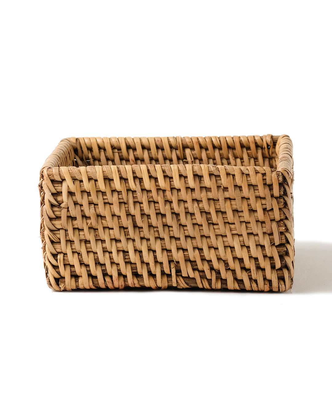 Caja de ratán 100% natural Samau decorativa, tejido a mano, acabado natural, cuadrado,  11 cm de largo x 11 cm de ancho, fabricado en Indonesia