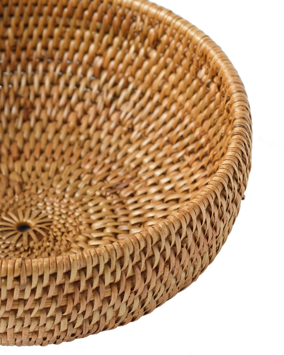 Cesta de ratán 100% natural Saparua decorativa redonda, hecho a mano artesanal, acabado natural de 15 cm de diámetro fabricado en Indonesia
