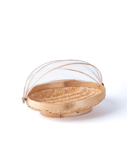 Panera de bambú ovalada con persiana de malla Ambon.