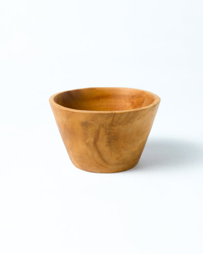 Bowl de madera maciza de teca natural Bandowoso, forma cónica, acabado natural,  hecho a mano, 2 medidas, hecho en Indonesia