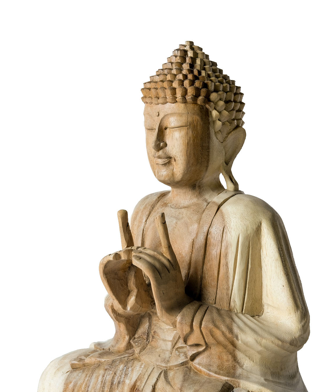 Estatua de madera natural de samán Buda 80 cm de altura