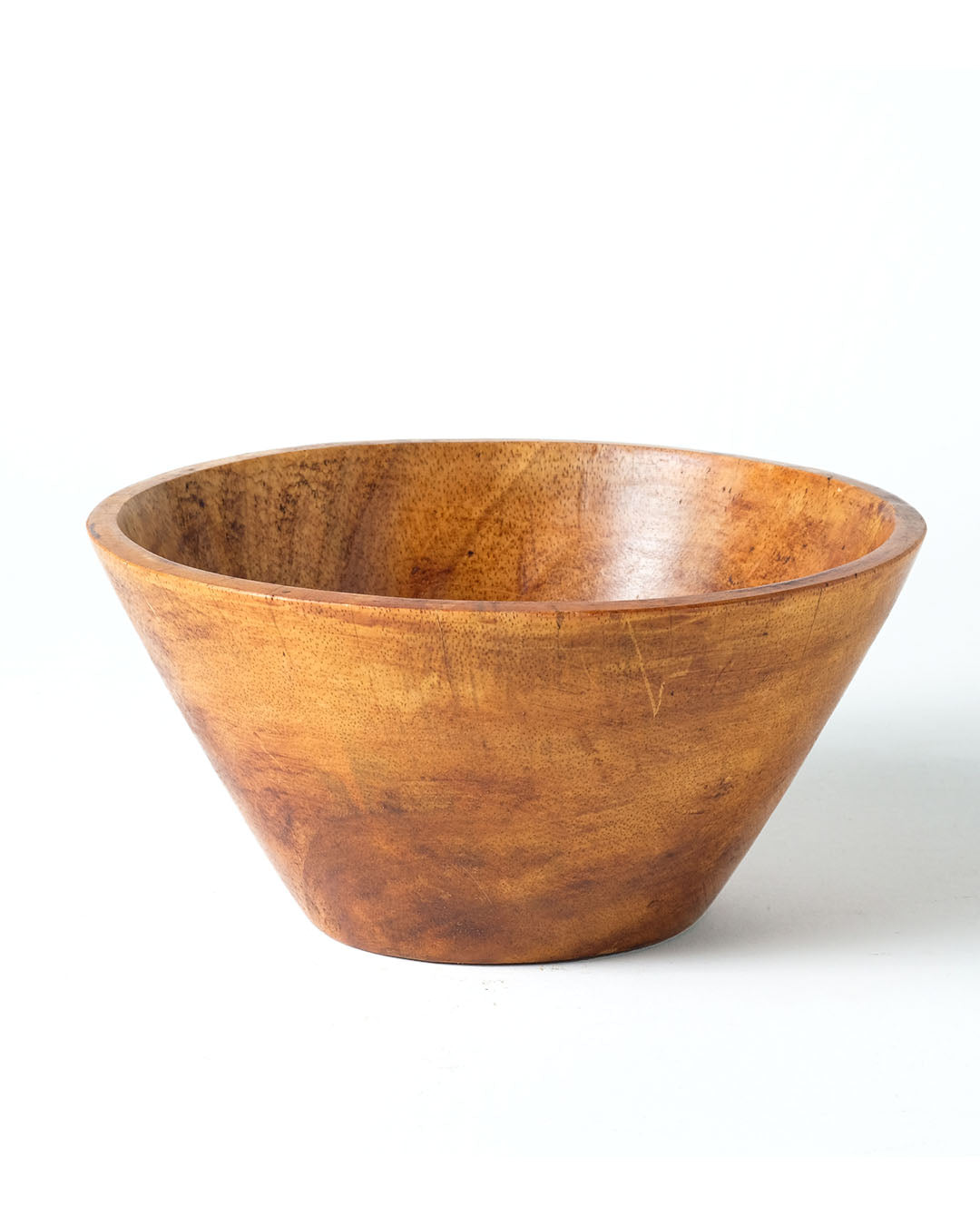 Bowl de madera maciza de teca natural Bandowoso, forma cónica, acabado natural,  hecho a mano, 2 medidas, hecho en Indonesia