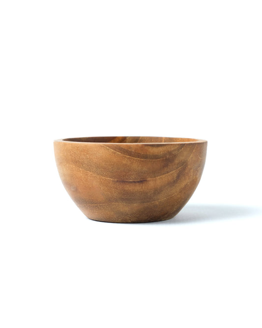 Bowl de madera maciza de teca 100% natural Tanimbar, redondo, hecho a mano, acabado natural, diámetro de 12 cm, fabricado en Indonesia