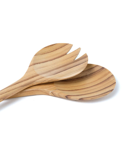 cucharas para ensalada de madera natural de teca Serang