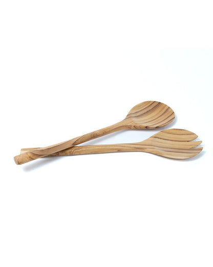 cucharas para ensalada de madera natural de teca Serang