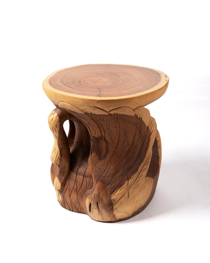 Mesa Auxiliar de madera natural de samán Langkuas, tallada a mano con acabado natural, origen Indonesia