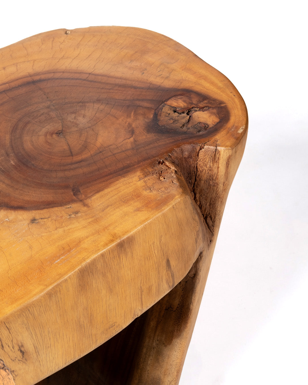 Mesa de Centro de madera maciza natural de samán Ramboe tronco rustico ovalada, hecha a mano con acabado natural, disponible en diferentes medidas, origen Indonesia