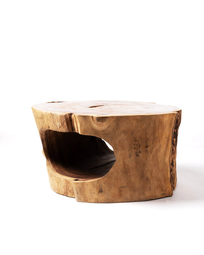 Mesa de Centro de madera maciza natural de samán Ramboe tronco rustico ovalada, hecha a mano con acabado natural, disponible en diferentes medidas, origen Indonesia