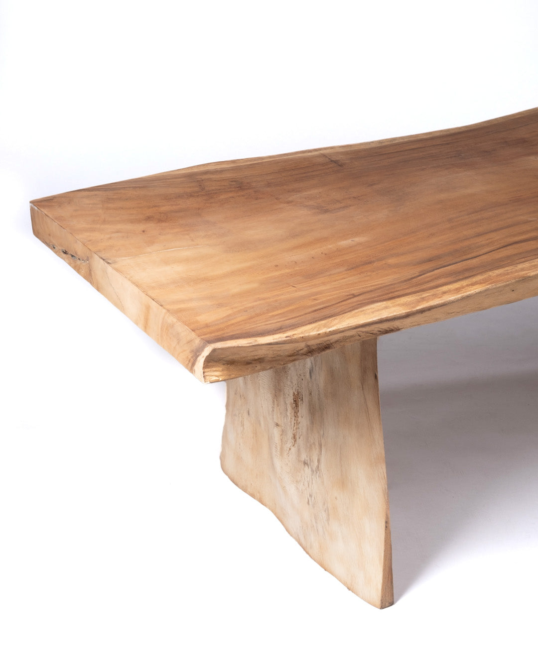 Mesa de comedor de madera natural maciza de samán Bitung rectangular, hecha a mano de una sola pieza  con acabado natural, consultar las medidas disponibles en stock, origen Indonesia