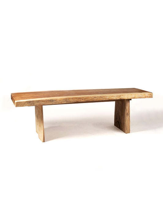Mesa de comedor de madera maciza natural de Samán Malino rectangular, hecha a mano en una sola pieza con acabado natural, consultar medidas disponibles, origen Indonesia
