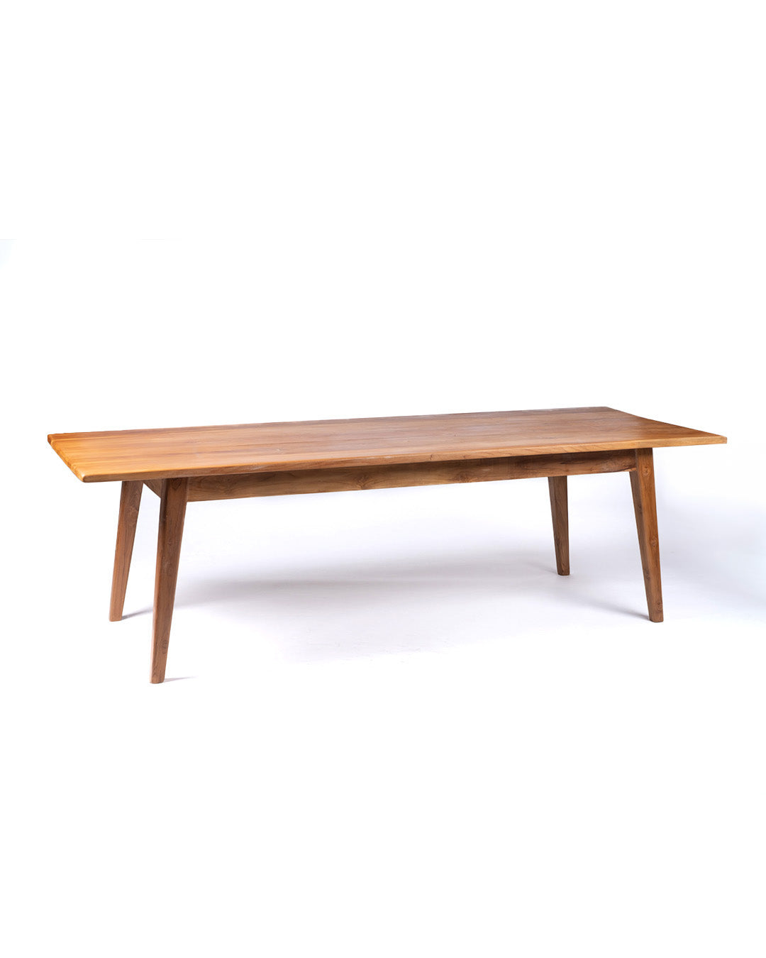 Mesa de comedor de madera maciza natural de teca Sedoa rectangular, hecha a mano con acabado natural, origen Indonesia