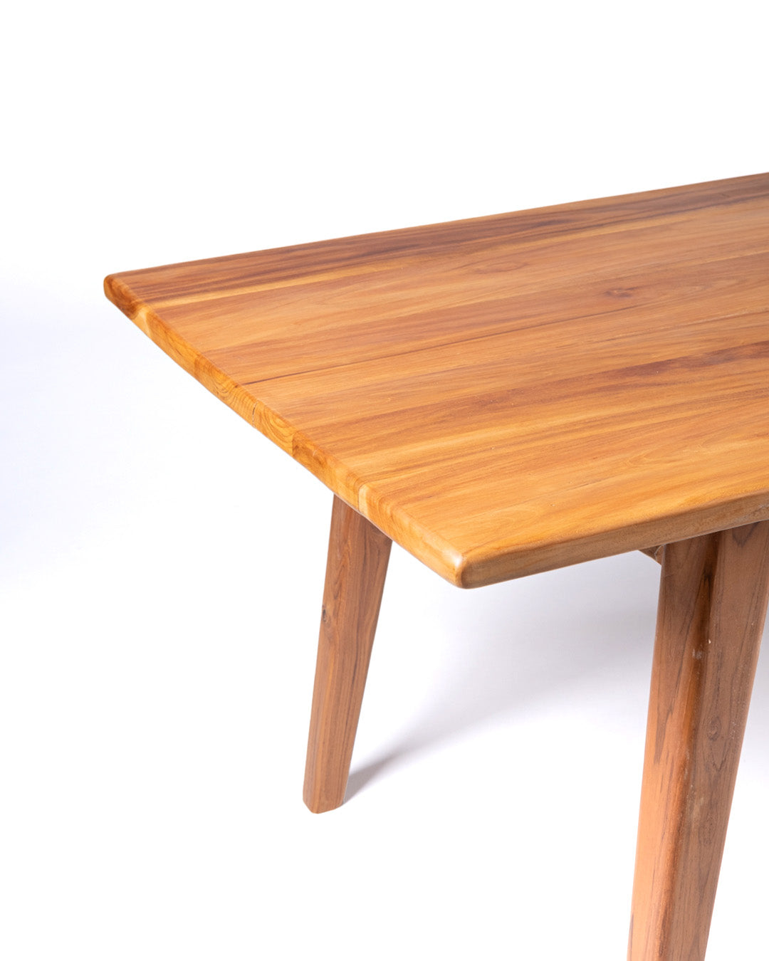 Mesa de comedor de madera maciza natural de teca Sedoa rectangular, hecha a mano con acabado natural, origen Indonesia