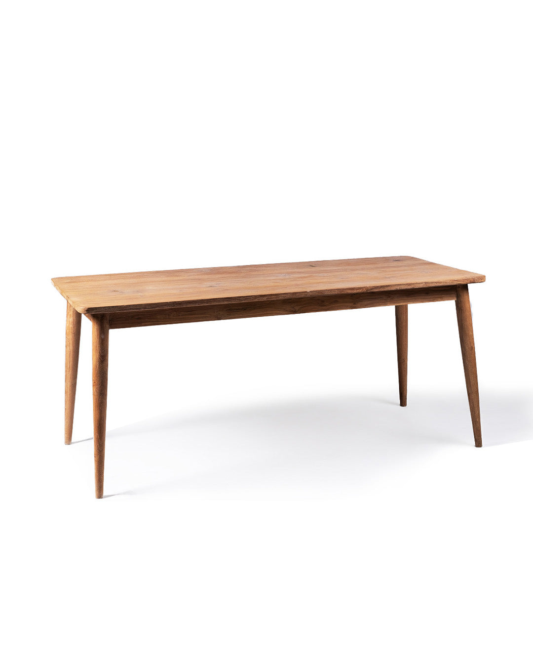 Mesa de comedor de madera maciza natural de teca Bulu rectangular, hecha a mano con acabado natural, 79 cm Alto 130 cm Largo 79,5 cm Profundidad, origen Indonesia