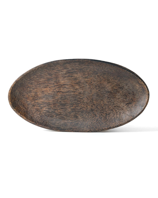 Plato de servir de madera de palmera oval Merauke, hecho a mano en Indonesia,  altura 2,5 cm largo 30 cm profundidad 15 cm.