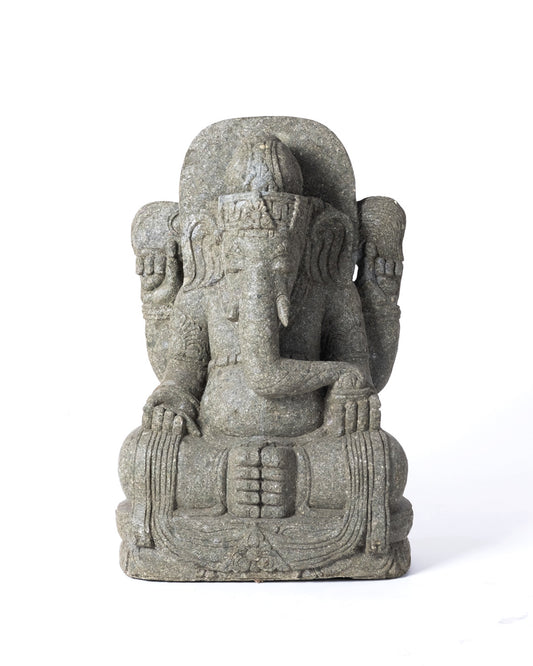 Estatua de piedra de rio Gigante Ganesha y Rangda