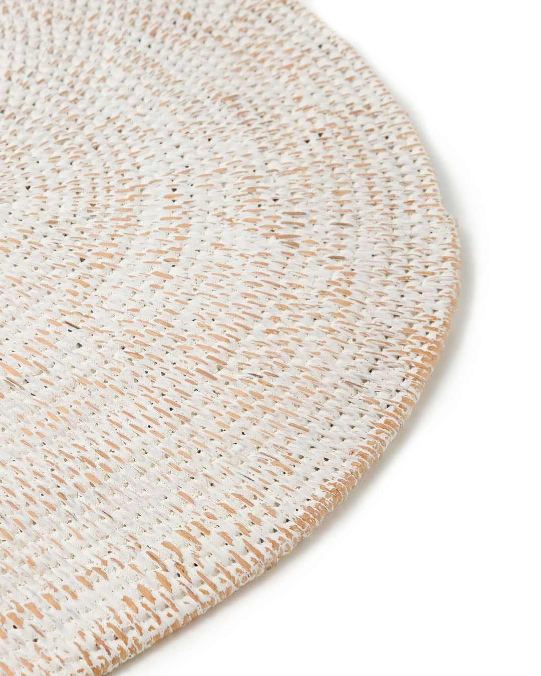 Mantel individual de ratán natural ovalado Sampit B decorativo, hecho a mano con acabado blanco,  largo 40 cm profundidad 30 cm, hecho en Indonesia
