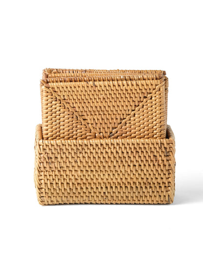 Set of 6 Square Halus Rattan Coasters Parepare C