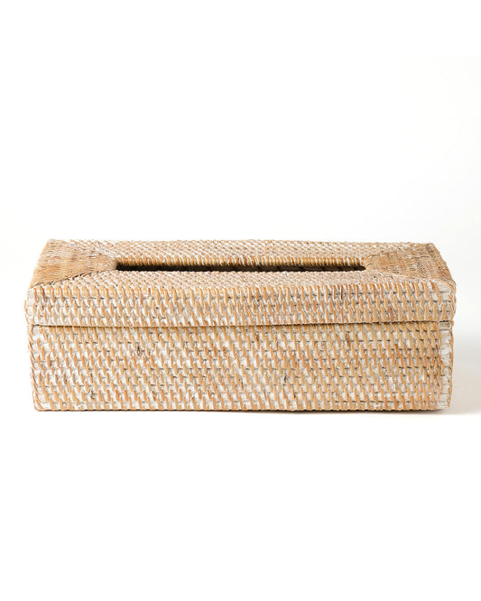 Porta Tissue Pantai Carita de ratán hecho a mano en Indonesia, Dos colores disponibles  altura 8 cm largo 27 cm profundidad 14 cm