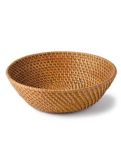 Bowl  de ratán natural 100% Kaimana decorativo, redondo, tejido a mano, 25 cm de diámetro,  hecho en Indonesia