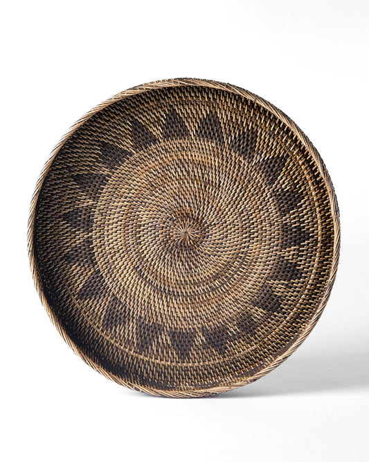 Bandeja de ratán natural 100% decorativa Supiori con dibujo, redonda, tejido a mano, 50/60/70 cm de diámetro de Indonesia