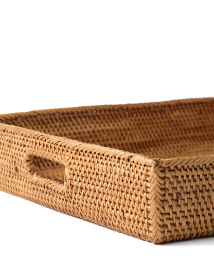 Bandeja de ratán natural 100% halus Gorontalo rectangular con asas, decorativa, trenzado a mano, 25 cm x 20 cm de Indonesia