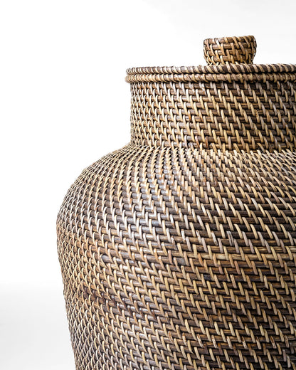 Moyo Island rattan basket with lid