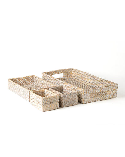 Set of 4 Siberut rattan trays