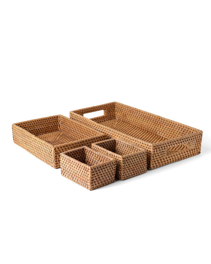 Set of 4 Siberut rattan trays