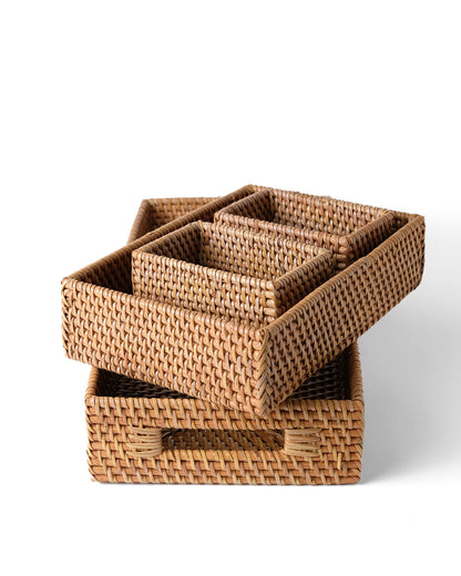 Set of 4 Siberut rattan trays